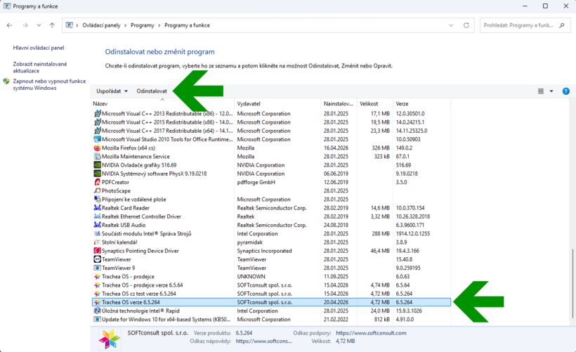 Jak ODINSTALOVAT Trachea OS
