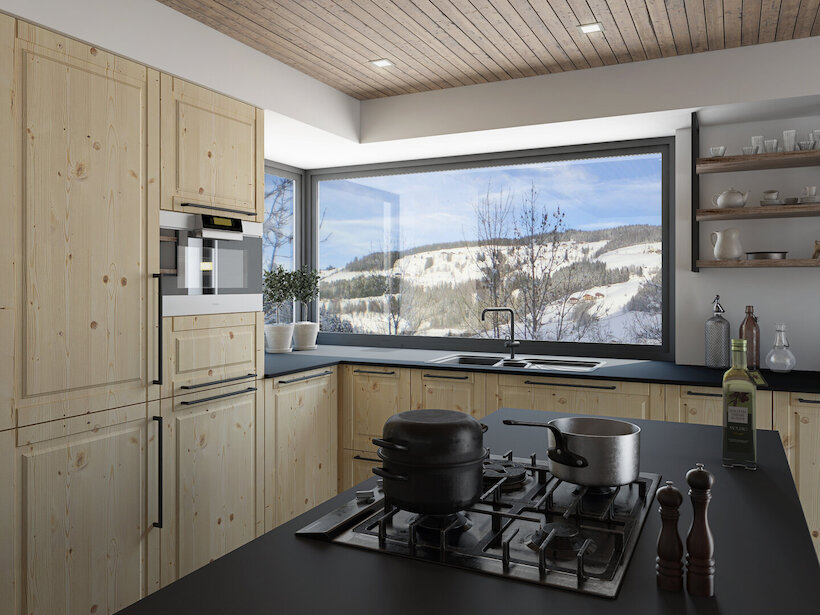 Kitchen with T.wood door