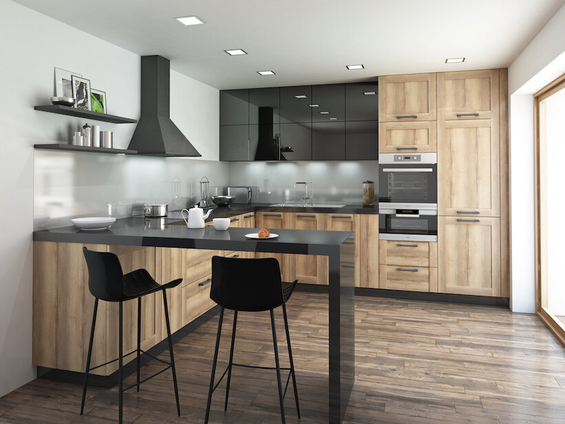 Kitchen with composite doors