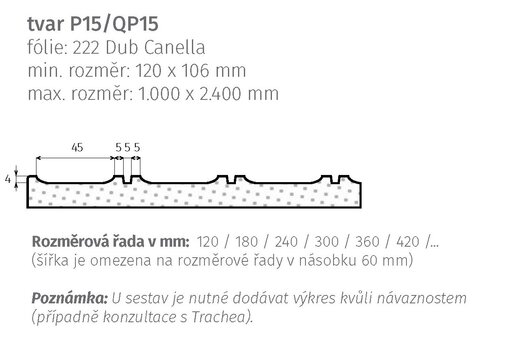 tvar P15/QP15 – nákres