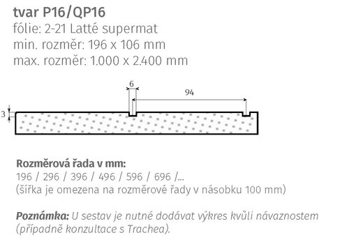 tvar P16/QP16 – nákres