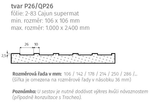 tvar P26/QP26 – nákres